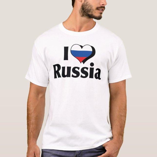 Camisa Bandeira da Rússia que Eu Amo (Frente)