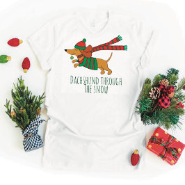 Camisa Básica Feminina Dachshund na Neve
