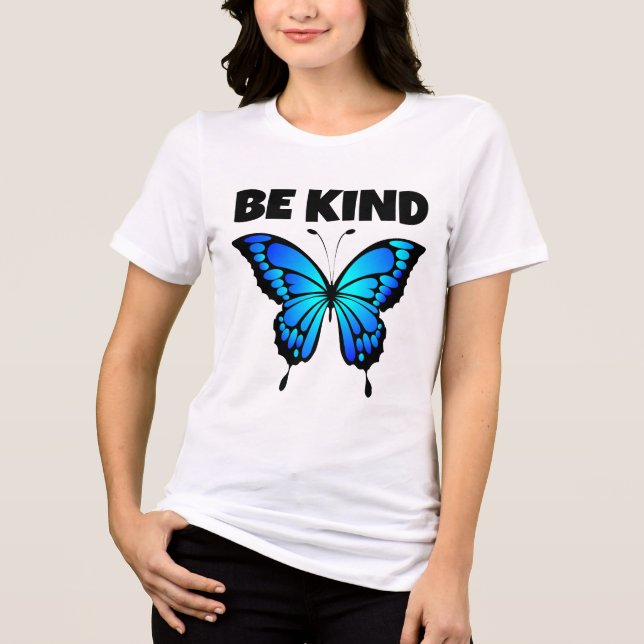 CAMISA BE KIND BLUE BUTTERFLY LADIES (Frente)