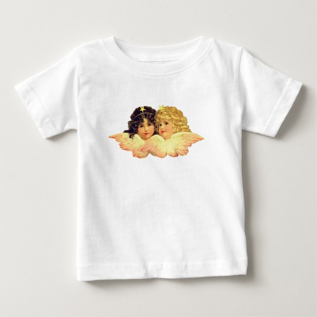 CAMISA BEBÊ NOME PERSONALIZADO COM ANJOS IRMÃS (Frente)