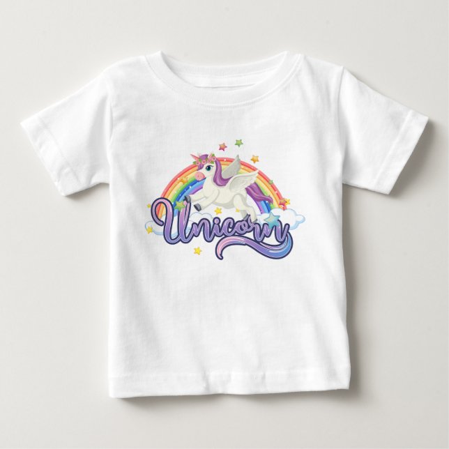 Camisa Bebê Unicórnio Arco-Íris (Frente)