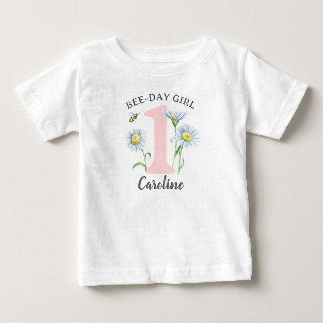 Camisa Bee-Day Girl com Rosa e Margaridas (Frente)