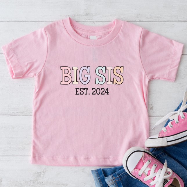 Camisa Big Sis Est 2024 | Anúncio do bebê (Criador carregado)