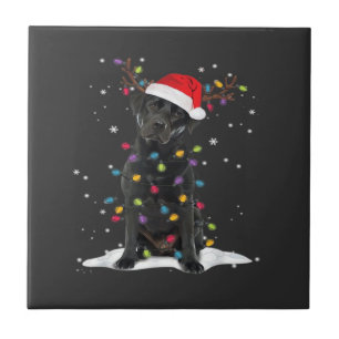 Camisa Black Labrador Xmas Dog Christmas Tree Ligh