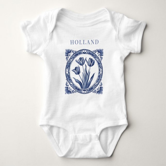 Camisa Blue Delft Azul Holanda Tulipa (Frente)