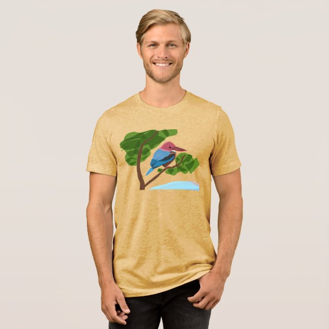 Camisa blusa Kingfisher block T-Shirt Tri-Blend (Frente Completa)
