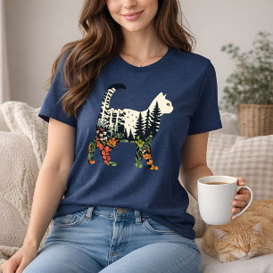 Camisa Boho Cat Plants Floral Nature para Amantes 