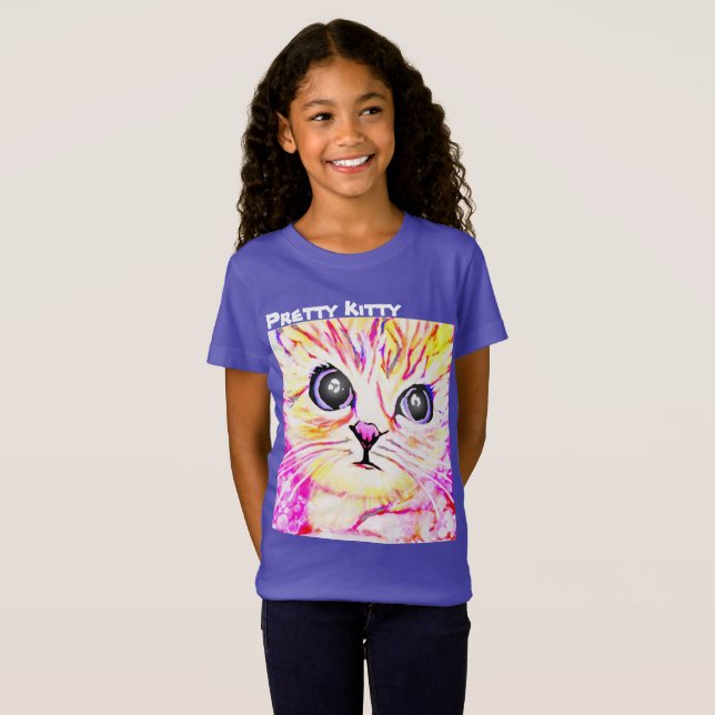 Camisa bonito das meninas do gatinho (Frente Completa)