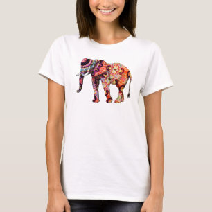 Camisa bonito de elefante artístico colorido