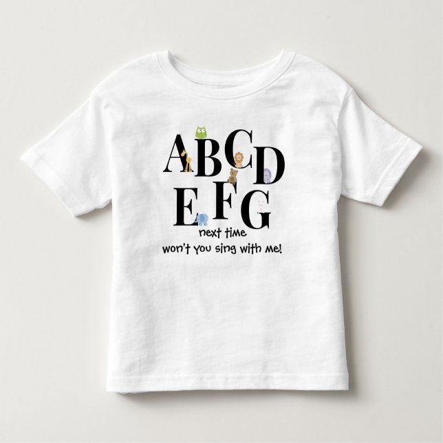 Camisa bonito do alfabeto da criança, ABCDEFG… (Frente)