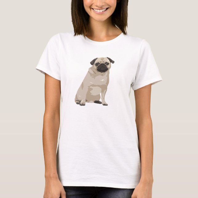 Camisa bonito do Pug T dos desenhos animados (Frente)