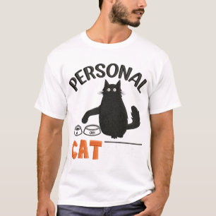 Camisa Bordada de Servo Pessoal do Gato Engraçad