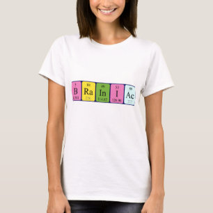Camisa Brainiac com nome de mesa periódico
