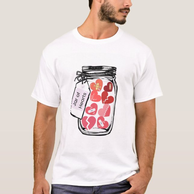 Camisa Branca de Corações Masculinos (Frente)
