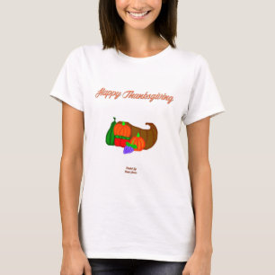 Camisa Branca de Cornucopia de Ação de Graças