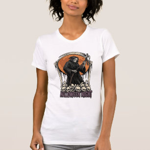 Camisa Branca de Gravura Vintage do Ceifador de Ha