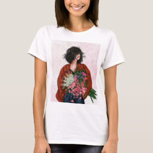 Camisa branca de manga curta para meninas.