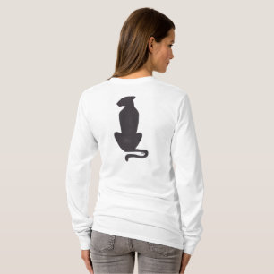 Camisa branca de manga longa com silhueta de gato
