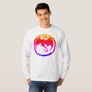 Camisa branca de manga longa Neon Dragon para home