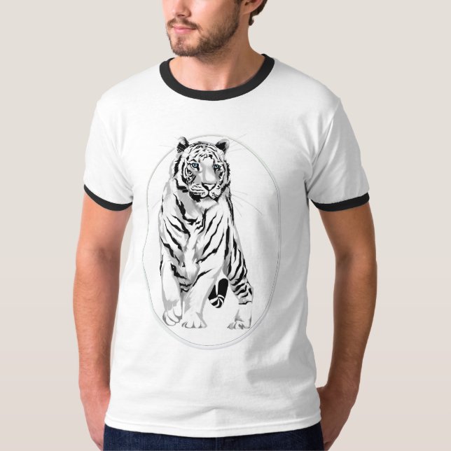 Camisa branca esplêndido quadro do tigre (Frente)