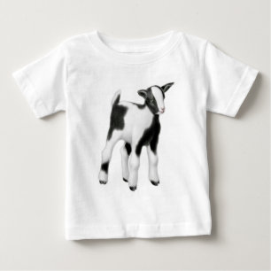 Camisa branca preta do bebê do miúdo da cabra