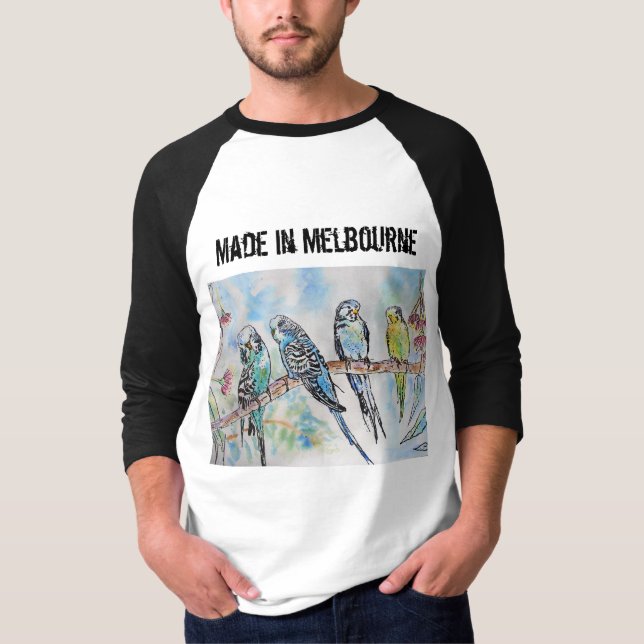 Camisa Budgie Budgerigar Ave Feita em Melbourne (Frente)