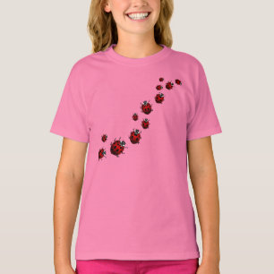 Camisa cabida do joaninha do t-shirt da menina da