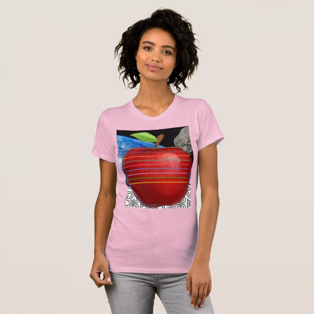 camisa cardíaca do espaço de maçã feminina (Frente Completa)
