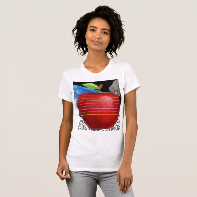camisa cardíaca do espaço de maçã feminina (Frente Completa)