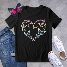 Camisa Cardíaca Elegante Pastel Butterfly