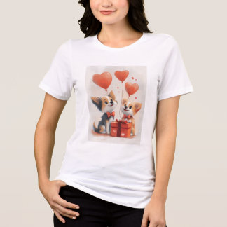 Camisa-Casal de Cachorro Cute de dois lados - Doce