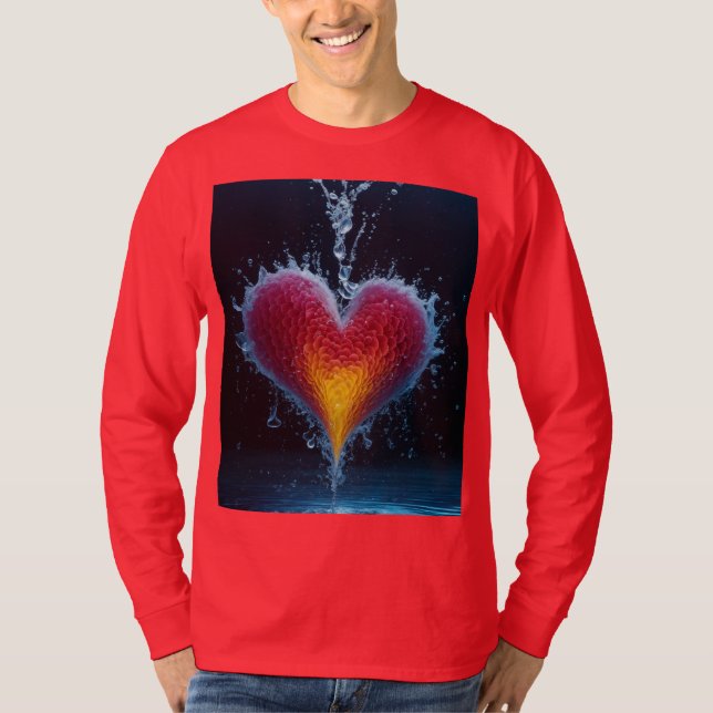 Camisa "Cascata de Crimson: Diluição Dinâmica em V (Frente)