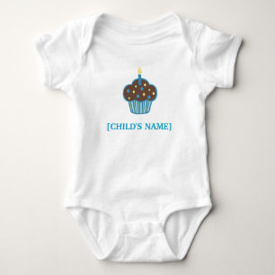 Camisa castanho chocolate e azul do cupcake do