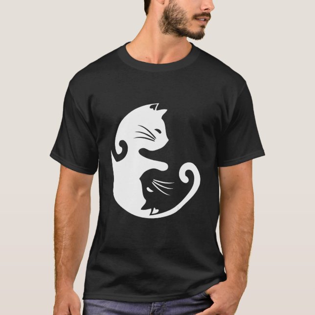 Camisa Cat Ying Yang Espiritualidade Meditação Iog (Frente)