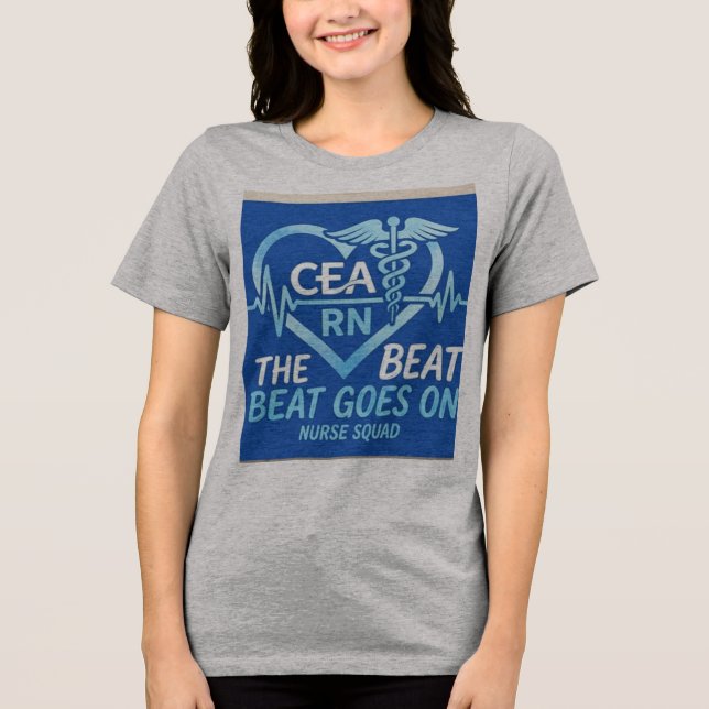 Camisa CEA RN Nurse Squad Heartbeat Caduceus (Frente)