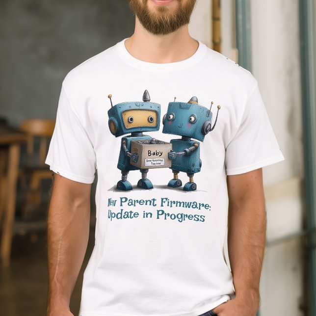 Camisa Chegada do Bebê Pais Robôs Engraçados (Criador carregado)