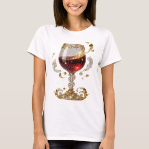 Camisa Chic Gold Cálice de Vinho Encrustado com Ge