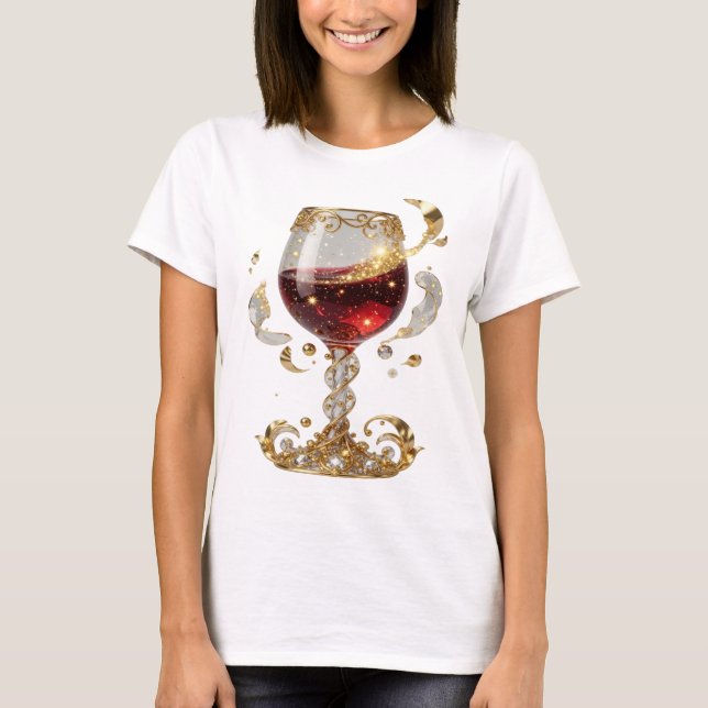 Camisa Chic Gold Cálice de Vinho Encrustado com Ge (Frente)