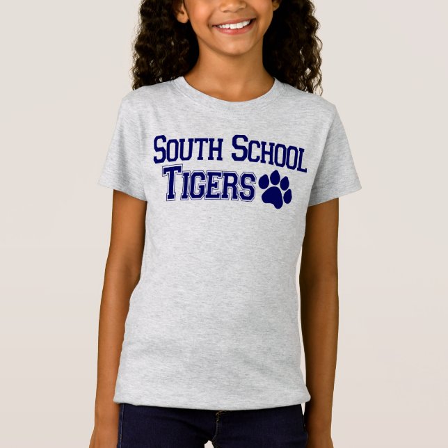 Camisa cinzenta dos tigres das meninas com pata (Frente)