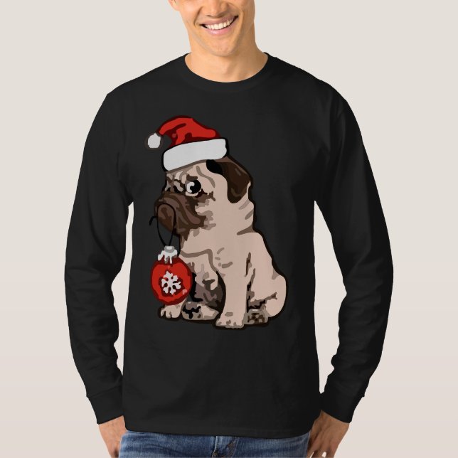 Camisa Clássica de Pug Natal 168 (Frente)