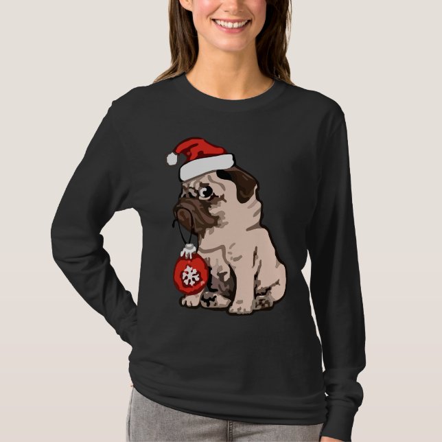 Camisa Clássica de Pug Natal 168 (Frente)