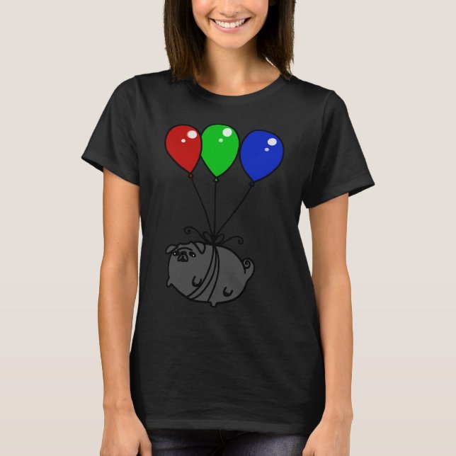 Camisa Clássica Pug Balão Negro 651 (Frente)