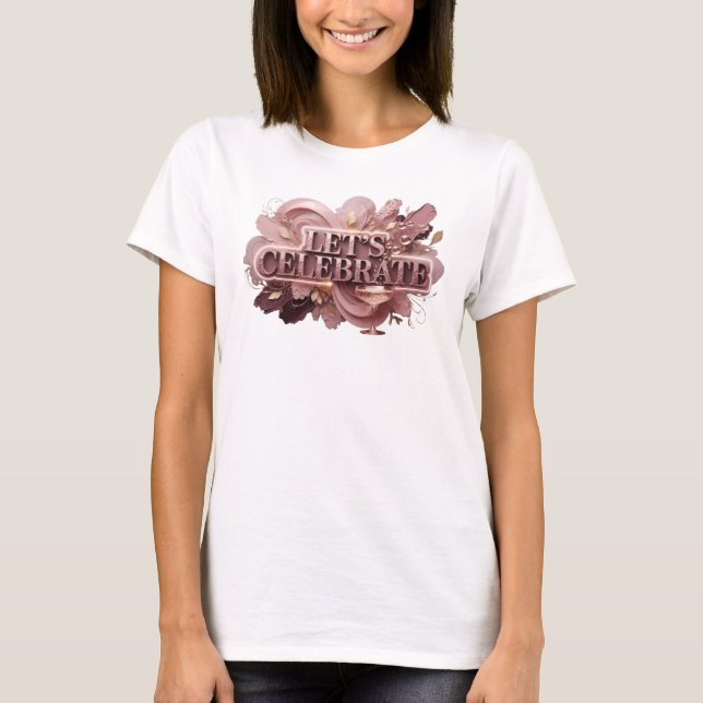 Camisa Clássica Vermelha com Design LET'S CELEBRAT (Frente)
