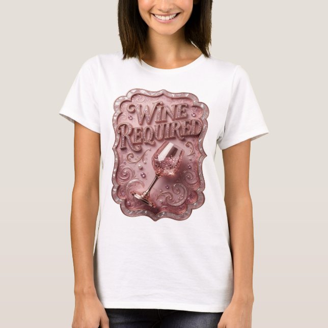 Camisa Clean Gold com Frase WINE REQUIRED (Frente)