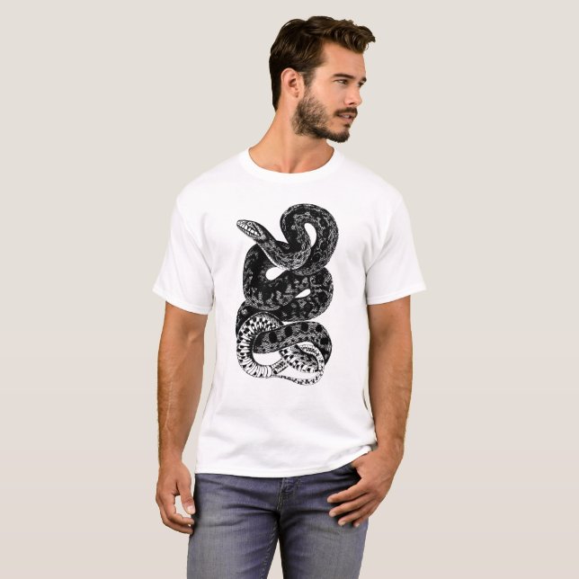 Camisa Cobra branca e preta masculina (Frente Completa)