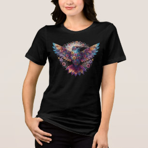 Camisa Colorida de Beija-flor Floral Boho Tee