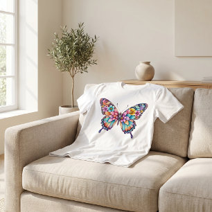 Camisa Colorida de Borboleta Floral Boho Estética