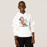 Camisa Colorida de Personagem de Papagaio de Desen