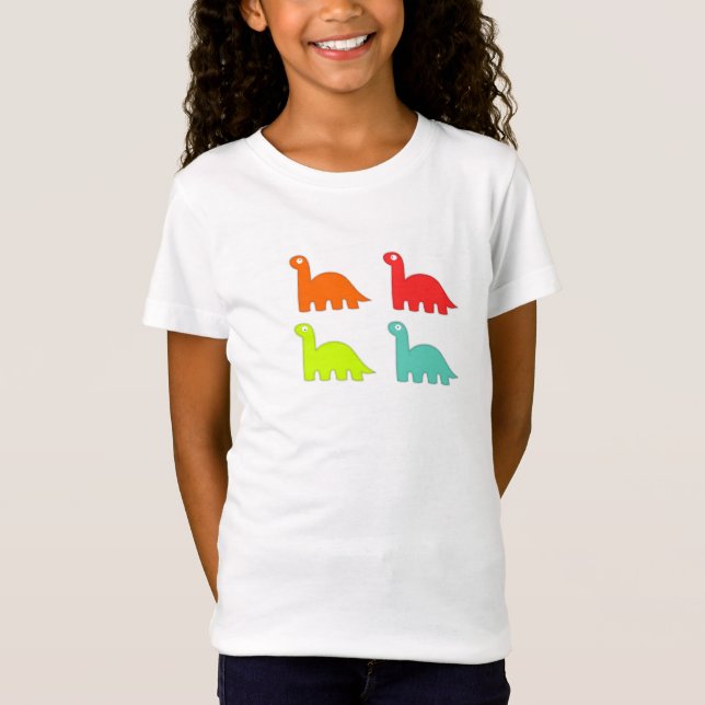 Camisa colorida do dinossauro das meninas (Frente)