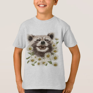 Camisa com a impressão de um guaxinim feliz "Racco